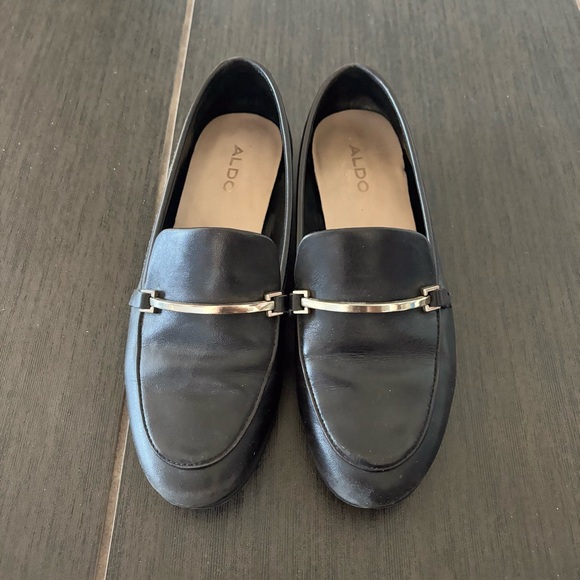 Aldo Shoes - Aldo Black Loafers Vegan Leather with Gold Detail